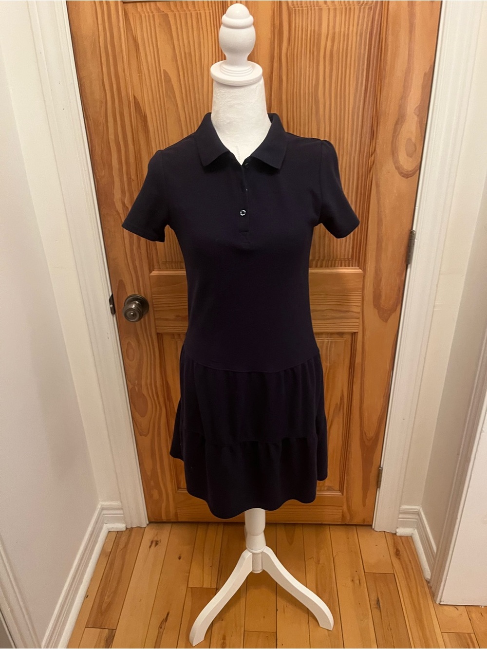 French Toast Navy Polo Tiered Mini Dress